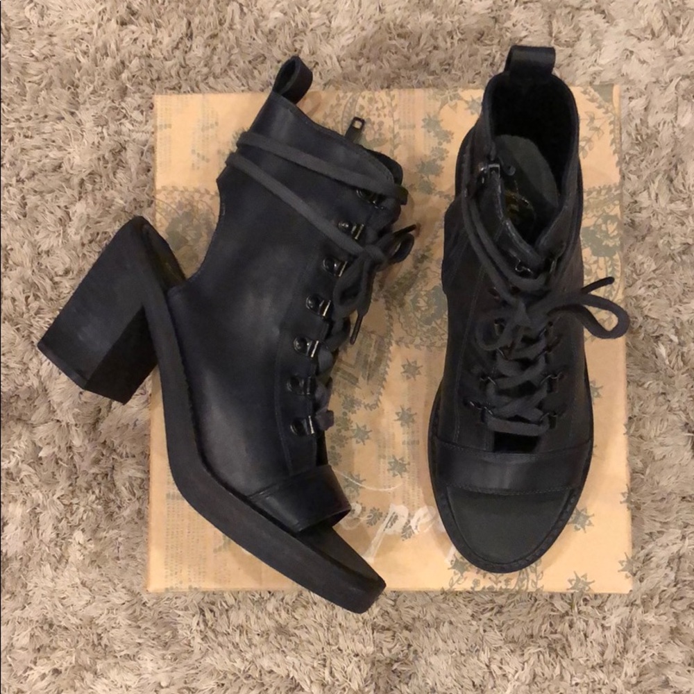 Black Lace-Up Ankle Boots